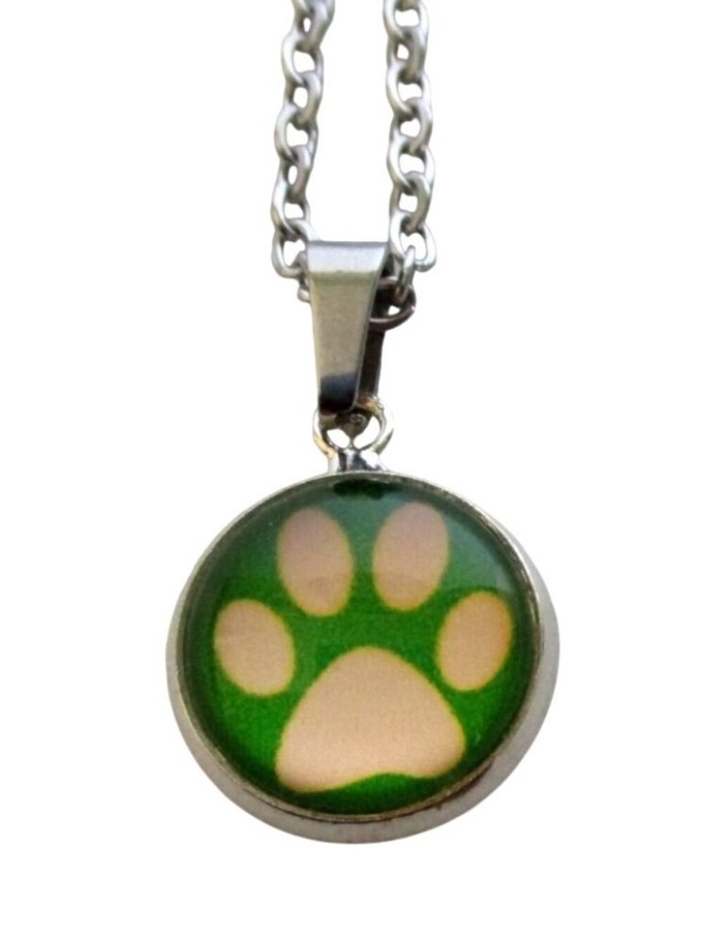 New Paw Print Pendant Necklace with 18" Stainless Chain Cat Dog Lover Gift